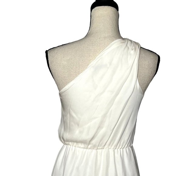 Alice + Olivia White One Shoulder 100% Silk Fitted Waist Mini Linds Dress Sz XS - Picture 5 of 9